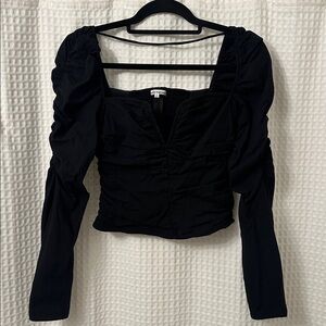 Reformation Black Puff Sleeve Blouse